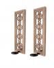 Set of Two Tan Lattice Wall Sconce Candle Holders
