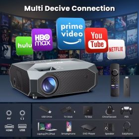 Projector With 5G WiFi And Bluetooth, Native 1080P, Supports 4K, Suitable For Mobile Phones,PCs,TV Sticks,PS5, Shipped From FBA Warehouse, Prohibited