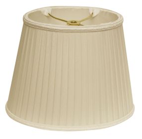14" Ivory Oval Side Pleat Shantung Lampshade