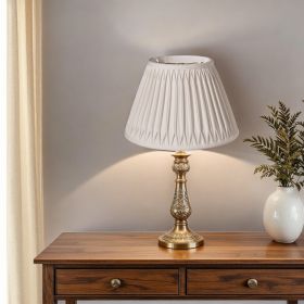 12" Cream Slanted Bell Smocked Shantung Lampshade