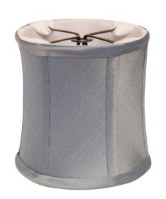 4" Blue Steel Set of 6 Corset Drum Chandelier Dupioni Lampshades