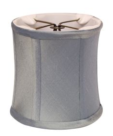6" Blue Steel Set of 6 Corset Drum Chandelier Dupioni Lampshades