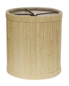 5" Ivory Grasscloth Set of 6 Drum Chandelier Grasscloth Lampshades