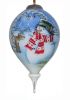 Adorable Snowman and Deer Hand Painted Mouth Blown Glass Ornament