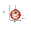 Festive Snowman on his way Hand Painted Mouth Blown Glass Ornament