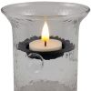 4" Clear Hammered Glass Tabletop Hurricane Candle Holder With Candle