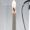 12" Light Gray Seeded Glass Centerpiece Taper Candle Holder With Candle