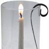 12" Light Gray Seeded Glass Centerpiece Taper Candle Holder With Candle
