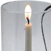 12" Light Gray Seeded Glass Centerpiece Taper Candle Holder With Candle