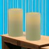 Set of Two Ivory Flameless Pillar Candle