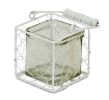4" White Metal and Jar Tabletop Votive Candle Holder