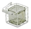 4" White Metal and Jar Tabletop Votive Candle Holder