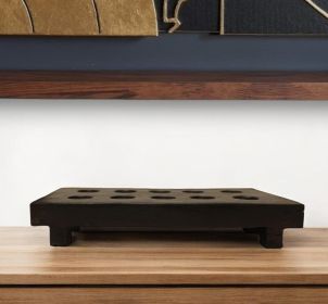 8" Brown Solid Wood Tabletop Taper Candle Holder