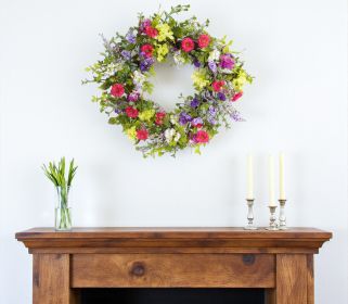 24" Pink and Green Mixed Assortment Artificial Wreath