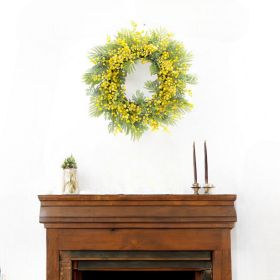 27" Green and Yellow Fern Artificial Wreath