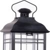 Set of Three Gray Metal Mirrored Floor Lantern Candle Holders