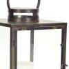Set Of Three Gray Flameless Floor Lantern Candle Holder