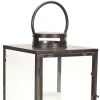 Set Of Three Gray Flameless Floor Lantern Candle Holder