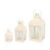 Set Of Three White Flameless Floor Lantern Candle Holder