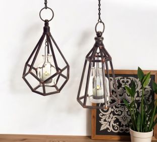 Set Of Two Copper Flameless Floor Tealight Candle Holder