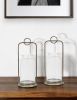 Set Of Two Bronze Flameless Floor Hurricane Candle Holder