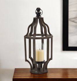 23" Brown Flameless Floor Hurricane Candle Holder