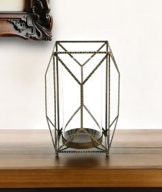 12" Gold Flameless Floor Hurricane Candle Holder
