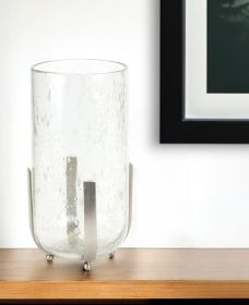 6" Silver Flameless Tabletop Hurricane Candle Holder