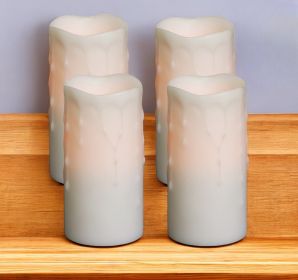 Set of Four White Flameless Pillar Candle