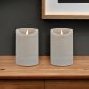 Set of Two Gray Flameless Pillar Candle