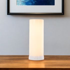 8" White with Orange Flame Flameless Designer Candle