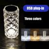 3 Colors Touch/Remote Diamond Rose Lamp Crystal Table Lamp Romantic Christmas USB LED Night Light Projector Atmosphere Light