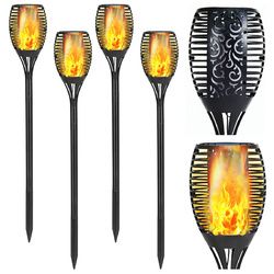 4 pcs Solar Waterproof Flickering Dancing Flame Lamp