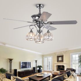 Mavyn 5-Blade 52-Inch Chrome Ceiling Fan with 3-Light Crystal Chandelier