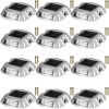 VEVOR Driveway Lights 12-Pack Solar Driveway Lights Bright White with Screws Solar Deck Lights Outdoor Waterproof Wireless Dock Lights 6 LEDs for Path