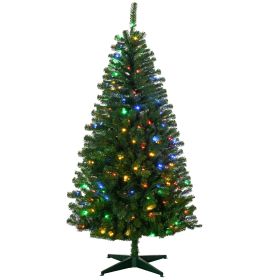 HOMCOM 6ft Tall Prelit Artificial Christmas Tree Holiday DÃ©cor with 584 Branches, 212 Warm White or Colorful LED Lights, Auto Open