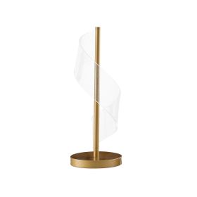 19 Inch Accent Table Lamp, S Design Wave Shade, Metal Base, White, Gold