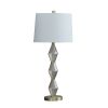 Ruth 30 Inch Accent Table Lamp, Glass Diamond Pedestal Base, White, Gold