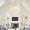 20-Inch Gold Pendant Light Chandelier with Threaded Clear Glass Globe Shade â€“ Adjustable Height, Ideal for Living Room, Dining Room