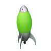 10.5" Tall Acrylic Kids Table Lamp, Rocket Ship design, Green