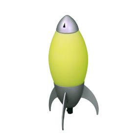 10.5" Tall Acrylic Kids Table Lamp, Rocket Ship design, Yellow