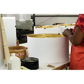Empire Cyliner "V" Notch Softback Lampshade with Washer Fitter, Egg Color Natural Fabric Lampshade for Table Lamps, 10" Top x 14" Bottom x 10" Height