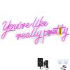 VEVOR You're Like Really Pretty Neon Sign, 23" x 21" Pink LED Neon Signs for Wall Decor, Large Lights Sign W/ Remote Control and Power Adapter