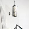 12-Light Lantern Tired Farmhouse Ceiling Hanging Light Black Chandelier Metal Modern Pendant Light Fixtures for Kitchen Island Dining Room Living Room
