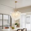 20-Inch Gold Pendant Light Chandelier with Threaded Clear Glass Globe Shade â€“ Adjustable Height, Ideal for Living Room, Dining Room