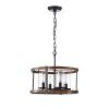 Akua Imitation Wood Grain/Matte Black 4-light Chandelier