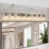 Modern 8-Light Bathroom Vanity Light Fixture - Brushed Nickel Finish with Clear Glass Shades, Perfect for Bathroom, Vanity