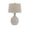27 Inch Table Lamp Set of 2, Ceramic Base, Hardback Fabric Shade, Ivory