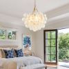 20-Inch Gold Pendant Light Chandelier with Threaded Clear Glass Globe Shade â€“ Adjustable Height, Ideal for Living Room, Dining Room