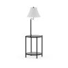 Glass End Table Floor Lamp, Matte Black